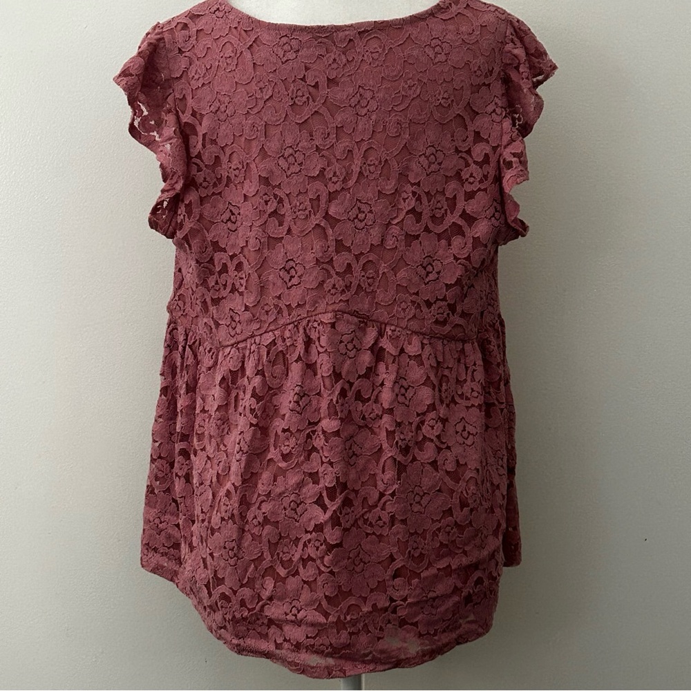 Stretch Lace V-Neck Ruffle Babydoll - Picture 5 of 6